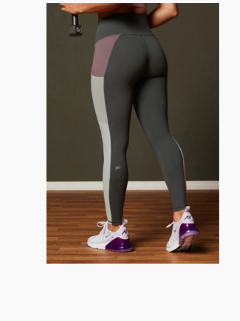 Fabletics On-The-Go PowerHold High Waisted Legging, Size XL Onyx/Plum/Mint